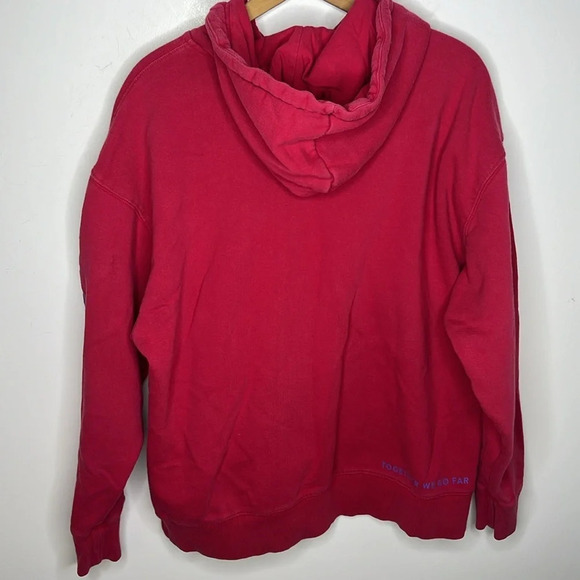 PELOTON Chic Graphic Spellout Athletic Hoodie Faded Washed Pink Kangaroo Pocket - Picture 9 of 16